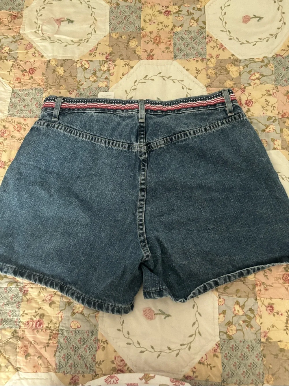 Tommy Hilfiger Dark Blue Denim Shorts with Red-White-Blue Trim with stars